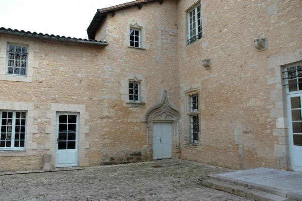 Une vue de la coût du château d'Ayron avec le château présent sur toute la photo